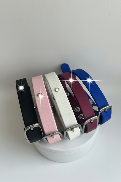 Collier pour chien taille S en  biothane avec strass
