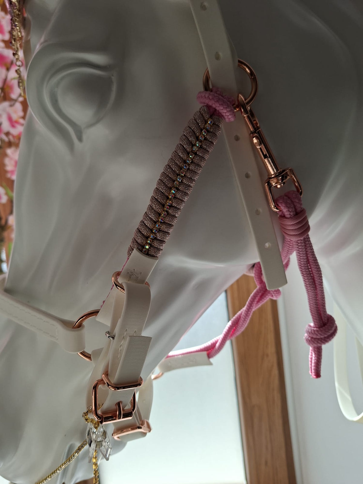 Bridon licol 3 en 1 en Biothane et paracorde scintillante avec ornements brillants et strass